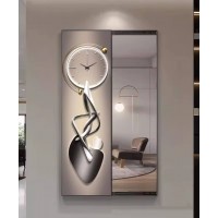 80*150 Cm Gorgeous Mirrior Art Painting With Clock Grey  For Living Room